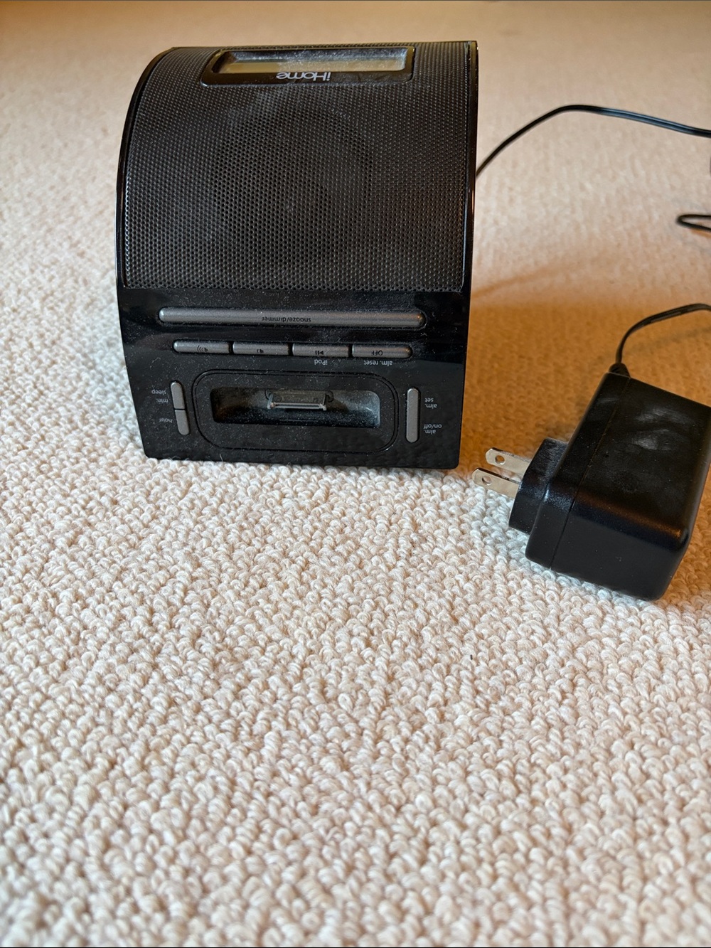 iHome Black Clock Radio Dock with AC Adapter